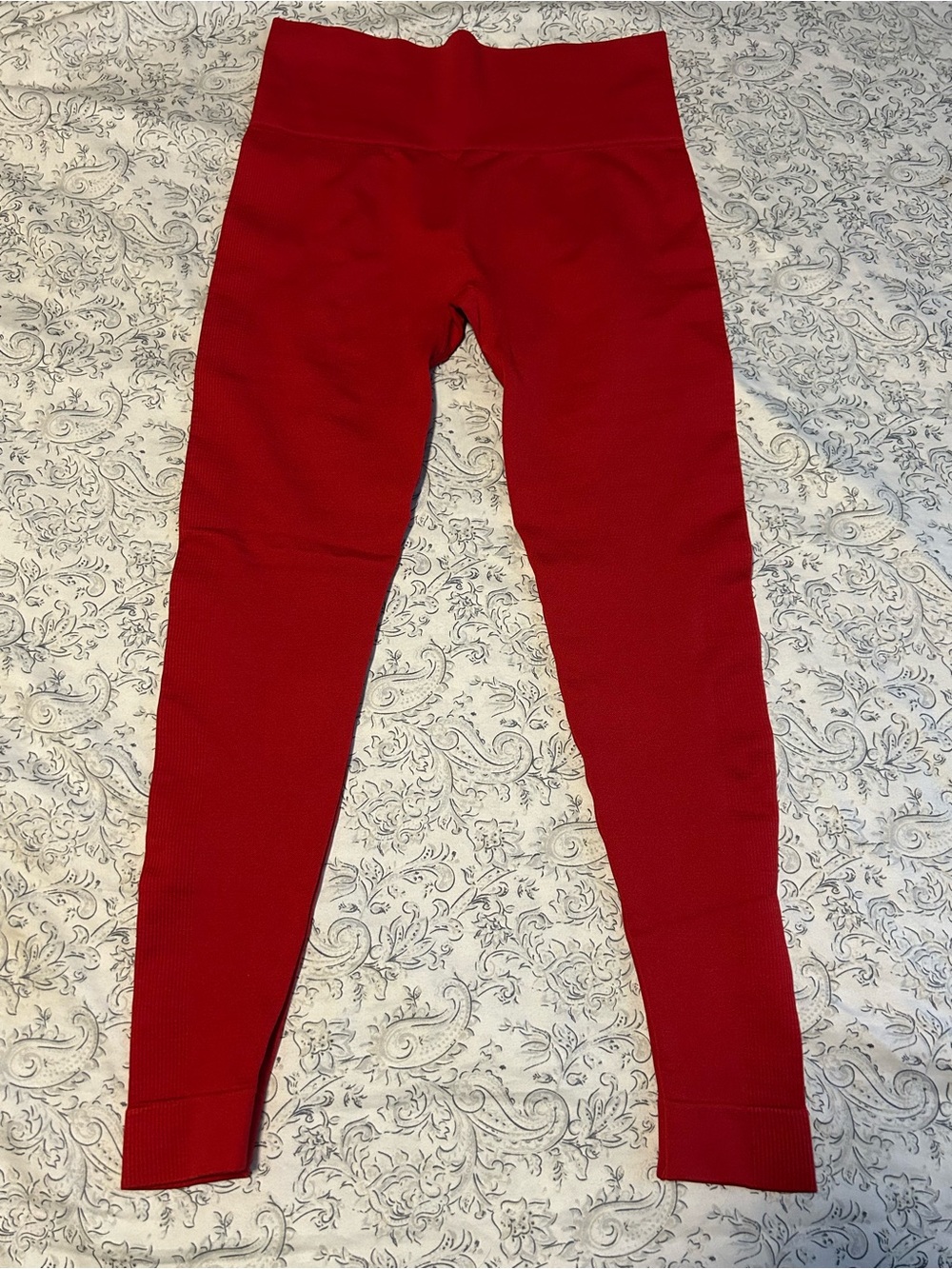 SET Active Sculptflex High-Rise Ribbed Seamless Leggings - Red - Size M